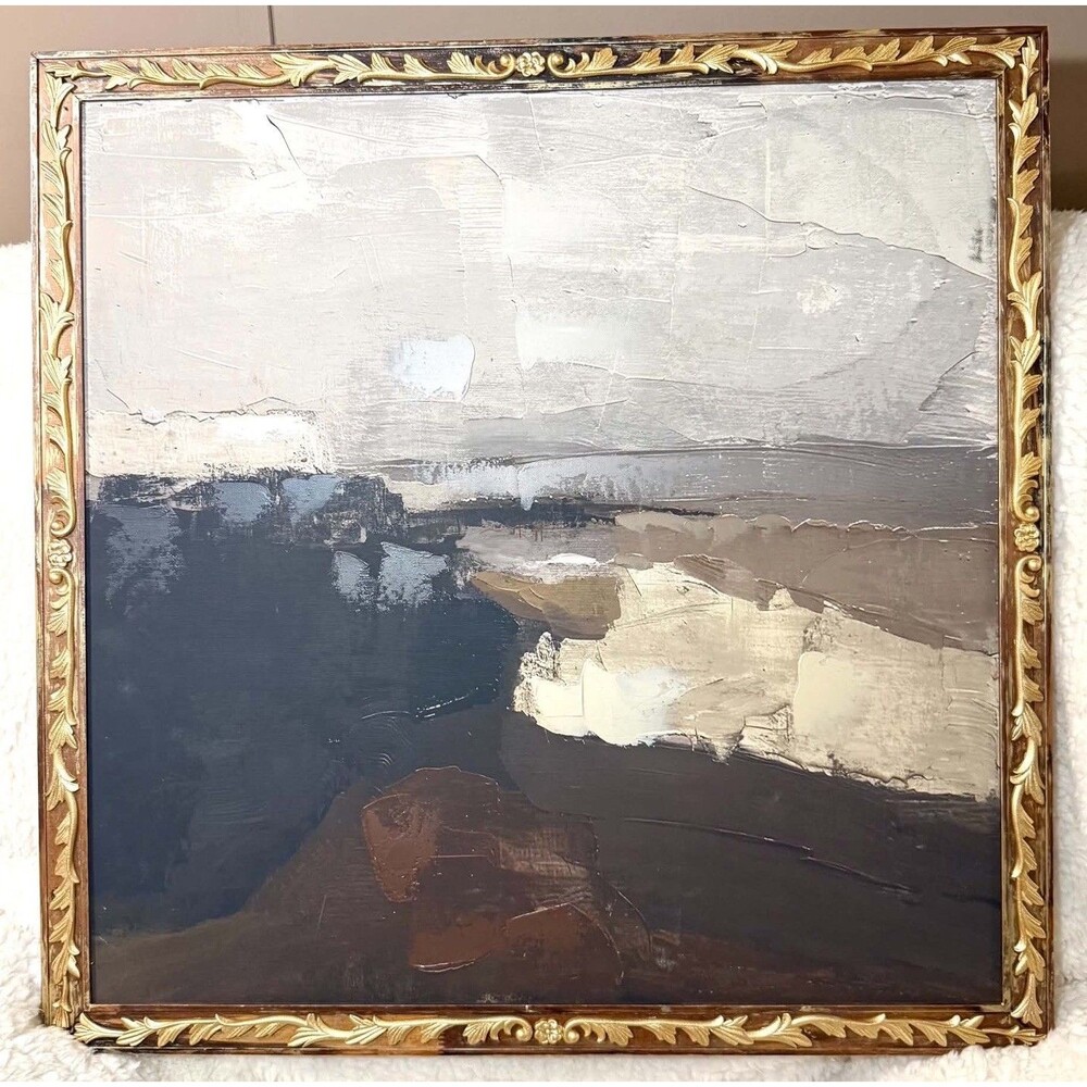 Dark Modern Abstract Framed  Threshold Studio McGee  Wall Art 28x28 Canvas READ
